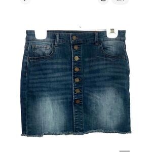 Indigo Rein Blue Button Front Denim Mini Skirt Women’s 7/27 (Juniors)